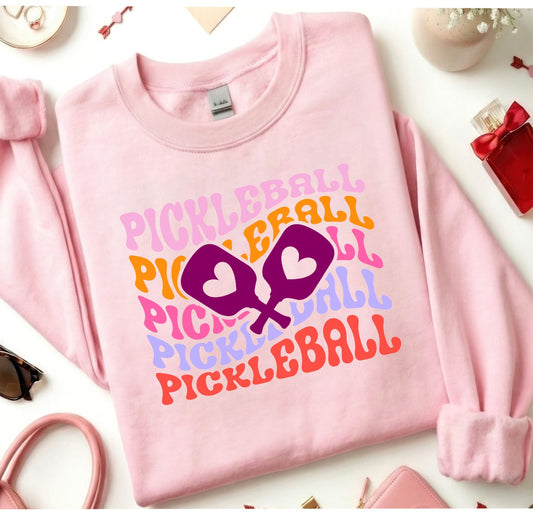 Beige Sand Retro Pickleball Sweatshirt, Unisex, Ladies Sweatshirt