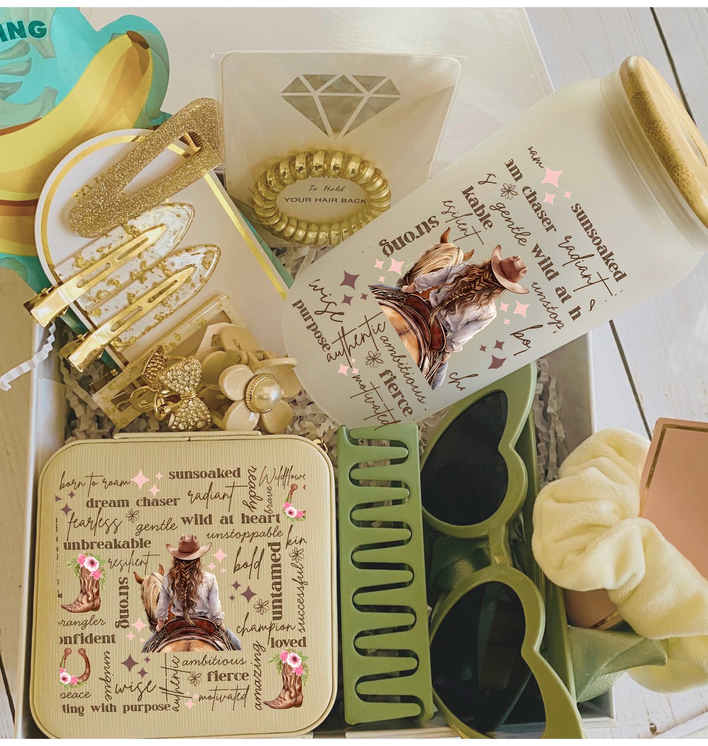 Self care western-chic gift box with affirmations tumbler
