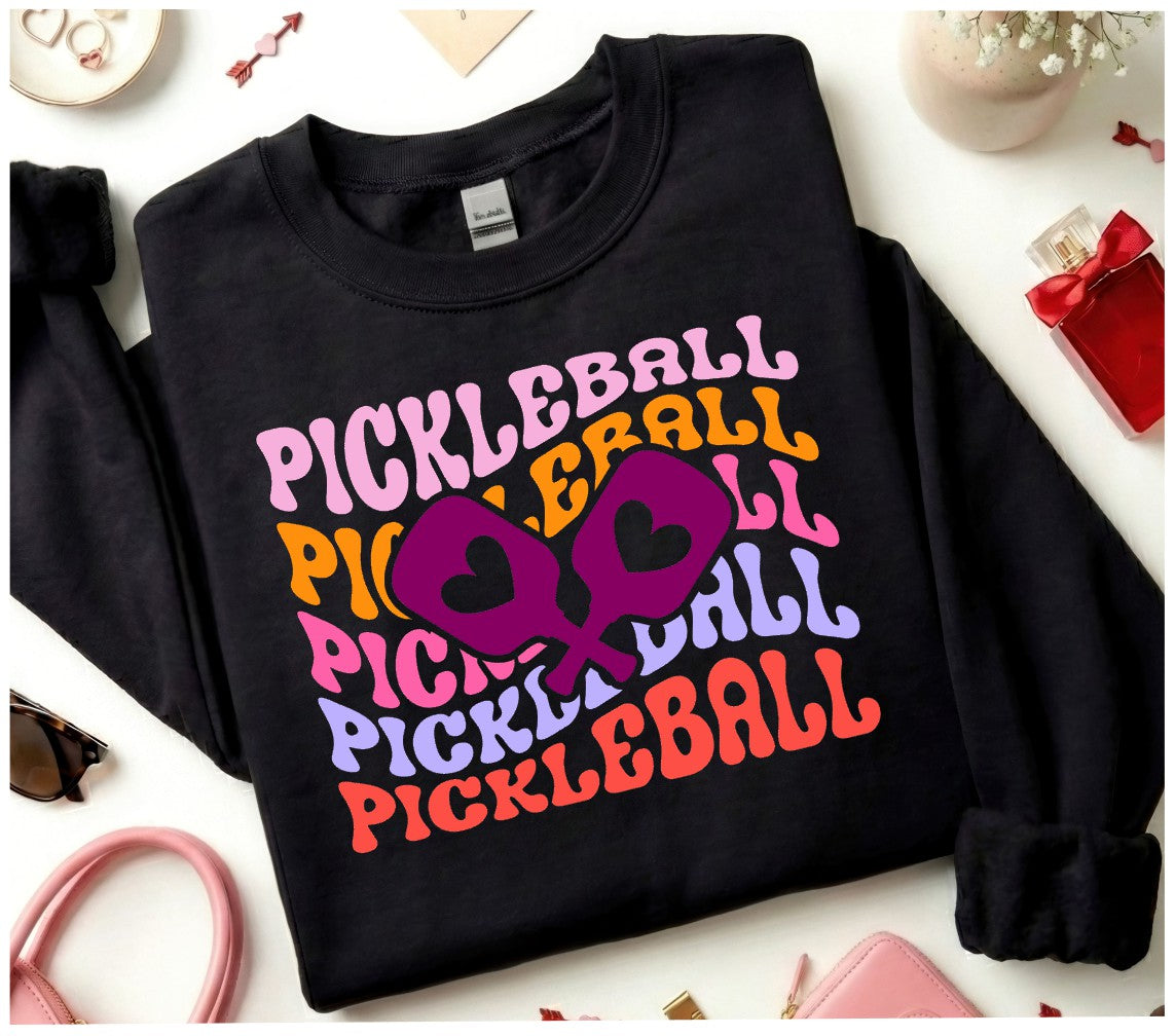 Black Retro Pickleball Sweatshirt, Warmup Clothes