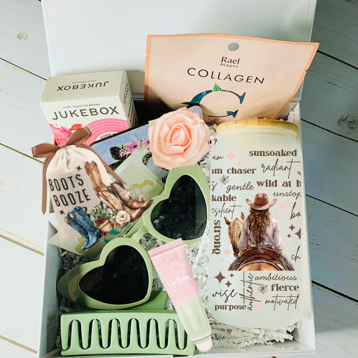 Self care western-chic gift box with affirmations tumbler