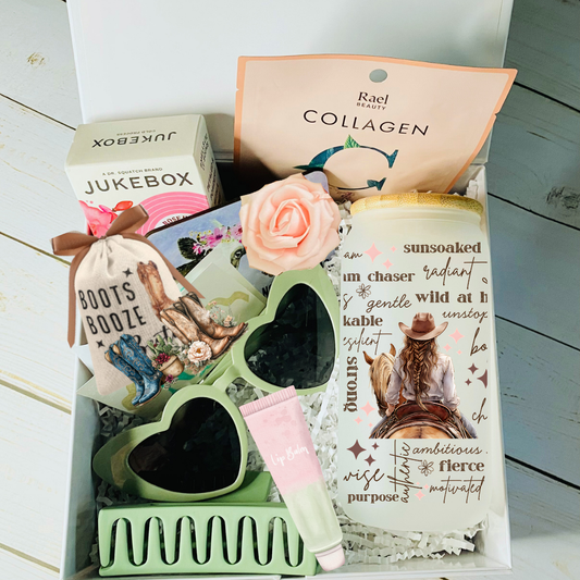Self care western-chic gift box with affirmations tumbler