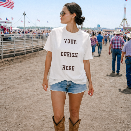 Short Sleeve white tee shirt, Western theme teeRodeo Cowgirl Graphic Tee – Western Boots & Cowboy Hat Shirt, Vintage Rodeo Style, Country Girl Outfit, Western Women’s T-Shirt